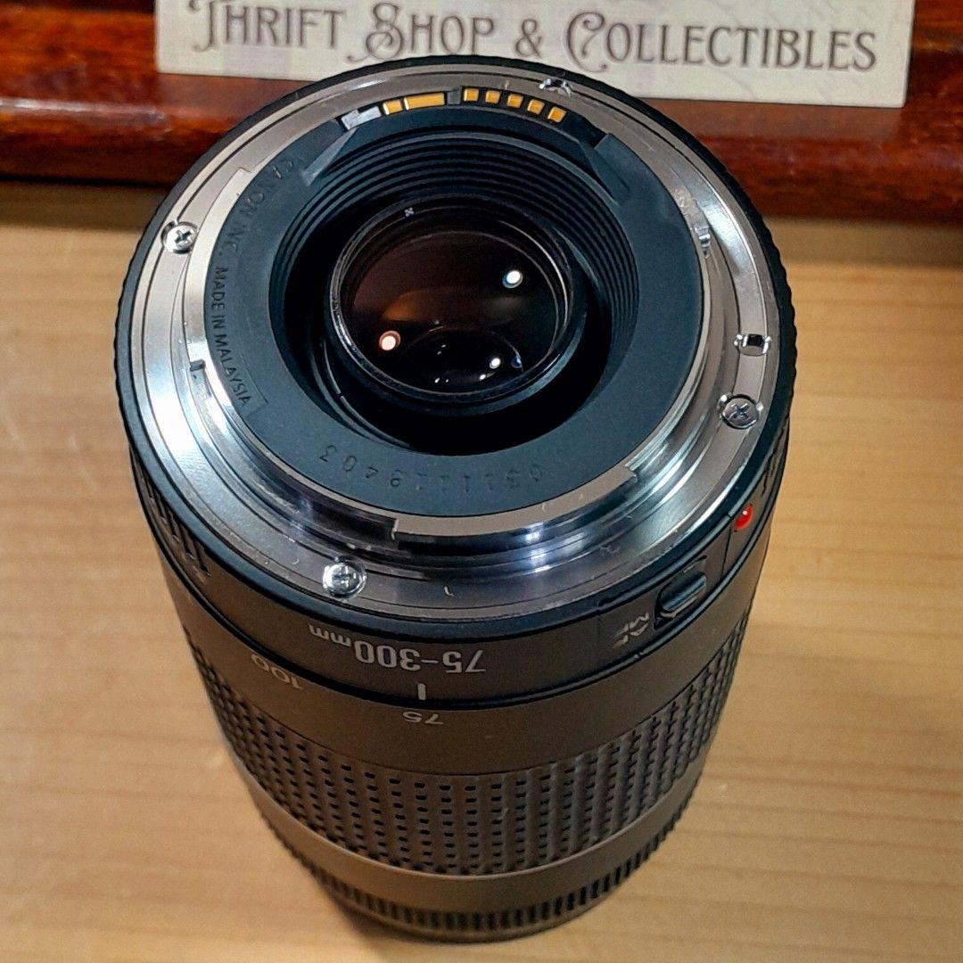 Canon EF 75-300 II (Category: Cameras) located in Las Pinas. Submitted by 84vintage (Listing ID 1412107010, Image 2). Description: Tested working condition. Very nice glass with no haze. Couple of dots of what looks like dust or fungus barely noticeable. Excellent images Tested on Eos Digital. if it weren't for those tiny dots, easily a php 8500 lens. Great for travel, wedding or nature if you don't have the budget for a brand new item. Cosmetics