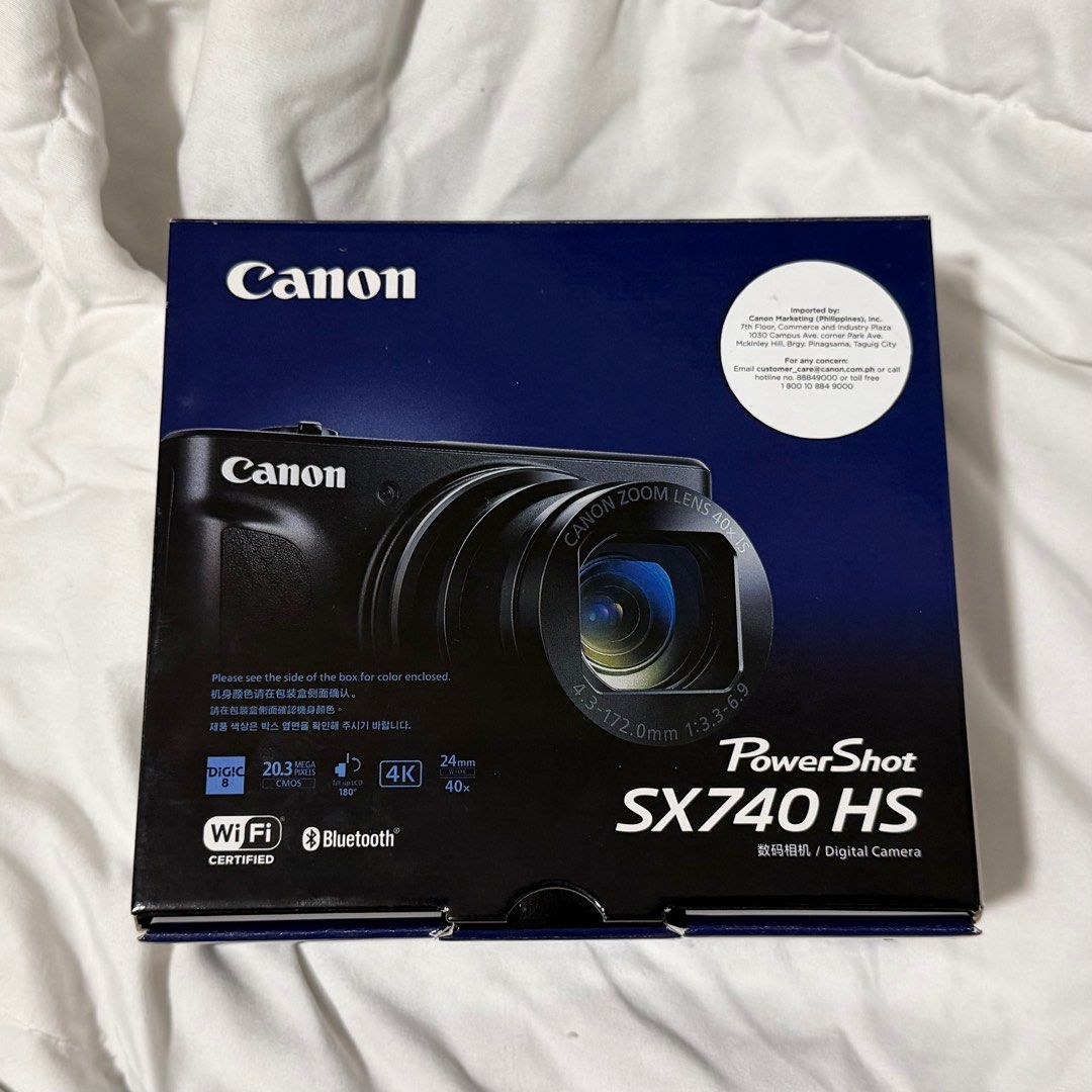 Canon PowerShot SX740 HS Digital Camera (w/ live photo function) (Category: Cameras) located in San Fernando. Submitted by foreveraash (Listing ID 1411425622, Image 2). Description: LAST PRICE POSTED Brand New (bought november 2025) With warranty (need to fill up at canons app) Complete (Original box, Battery, Charger and Original Strap) 20.3MP CMOS Sensor DIGIC 8 Image Processor 24-960mm (35mm Equivalent) 40x Optical Zoom with OIS 3" Tilting LCD