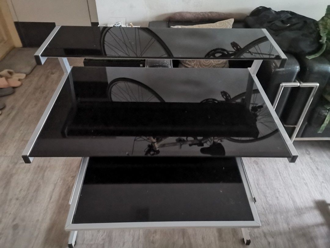 Computer Table (Category: Tables & Sets) located in Singapore. Submitted by Alan28 (Listing ID 1412035157, Image 2). Description: In reasonable good condition 3 tier computer table Dimension Length = 94cm Width = 60cm Height = 73cm With extendable table for keyboard Can be easily dismantled for transportation. Cash and carry @ either Woodlands or Amoy Areas Delivery : $10 at request but down payment required..