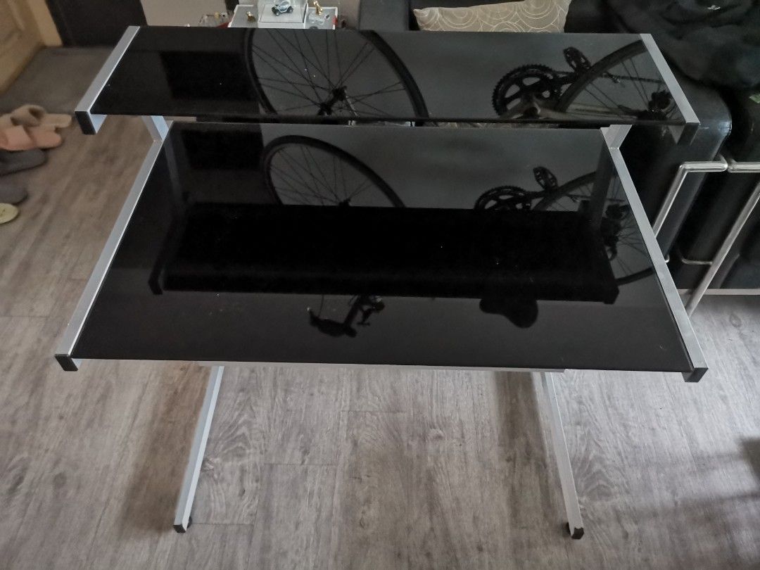 Computer Table (Category: Tables & Sets) located in Singapore. Submitted by Alan28 (Listing ID 1412035157, Image 1). Description: In reasonable good condition 3 tier computer table Dimension Length = 94cm Width = 60cm Height = 73cm With extendable table for keyboard Can be easily dismantled for transportation. Cash and carry @ either Woodlands or Amoy Areas Delivery : $10 at request but down payment required..