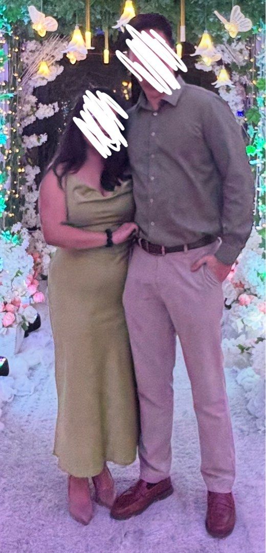 Dark Green Satin Midi Dress (Category: Dresses) located in Imus. Submitted by _j.amila (Listing ID 1412021373, Image 2). Description: - ₱ 500 - Dark green satin dress (XL) Never used, fitted only! - Features a cowl neckline - Spaghetti straps - Maxi length (hits above the ankles) - Ideal for weddings and formal events - Easy to accessorize .