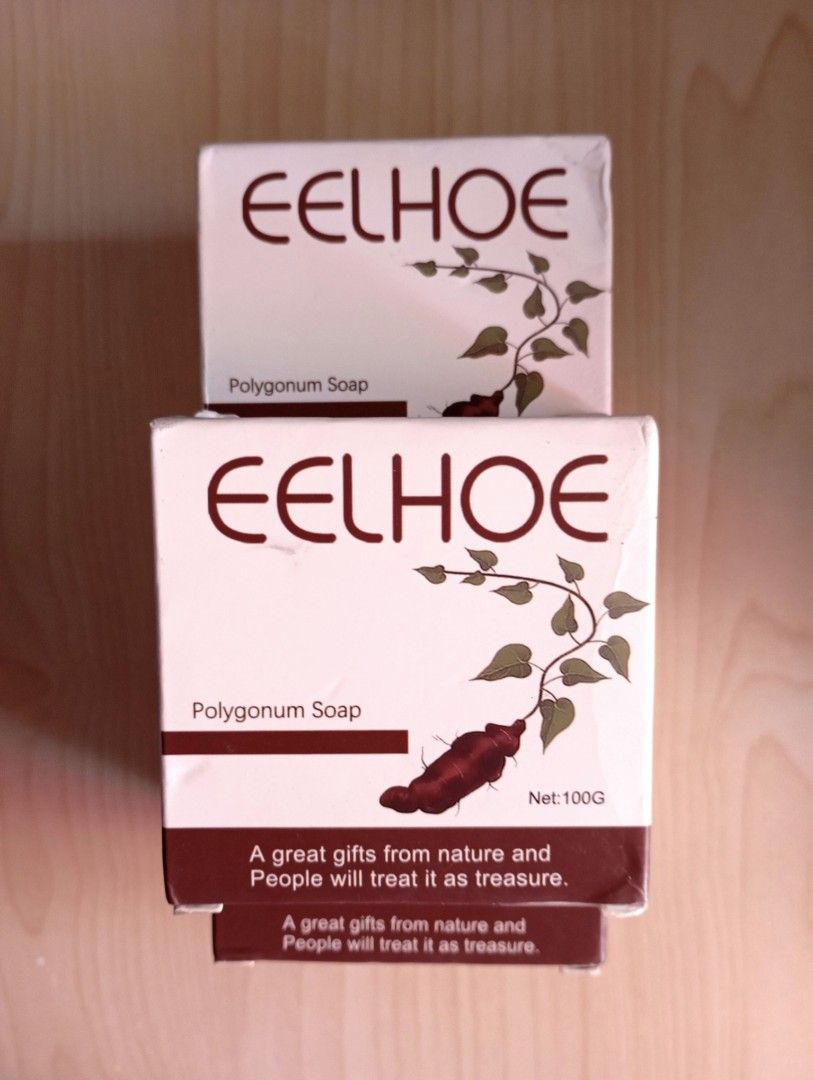 EEL HOE Polygonum Hair Soap 🧼 (Category: Bath) located in Quezon City. Submitted by ana-chan (Listing ID 1411967421, Image 1). Description: EELHOE Polygonum Soap is designed to improve scalp problems and repair damaged hair. It contains Polygonum Multiflorum Root Extract. To use, wet hair with warm water, lather the soap, and massage the scalp and hair for 2-3 minutes. Rinse hair with water to remove foam. Each box contains 100g of soap. the exp