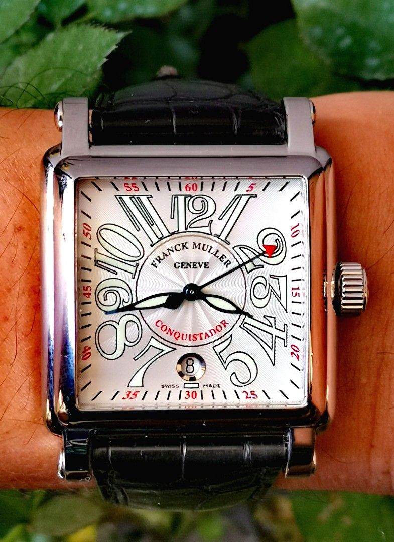 FRANCK MULLER Conquistador Cortez 41MM Automatic 💯%Authentic (Category: Luxury Watches) located in Mandaluyong City. Submitted by nwatch.ph (Listing ID 1412024691, Image 2). Description: Model 10000 H SC Very Good Condition Size 41MM 9/10 Rating Automatic Sapphire Crystal Rare White Dial Swiss Made MSRP ₱450K Watch & Presentation Box 💯%Authentic or Money Back Thanks Admin🙏♥️.
