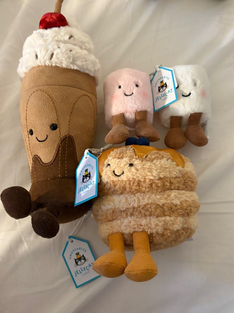 Jellycat Amuseables Plushies / Charms (Category: Plushies & Soft Toys) located in Manila. Submitted by stefandraboutique (Listing ID 1412087073, Image 1). Description: Jellycat Marshmallow Keyring Charm - 2750 Jellycat Pancake Keyring Charm - 2950 Jellycat Milkshake Plush - 3580 .
