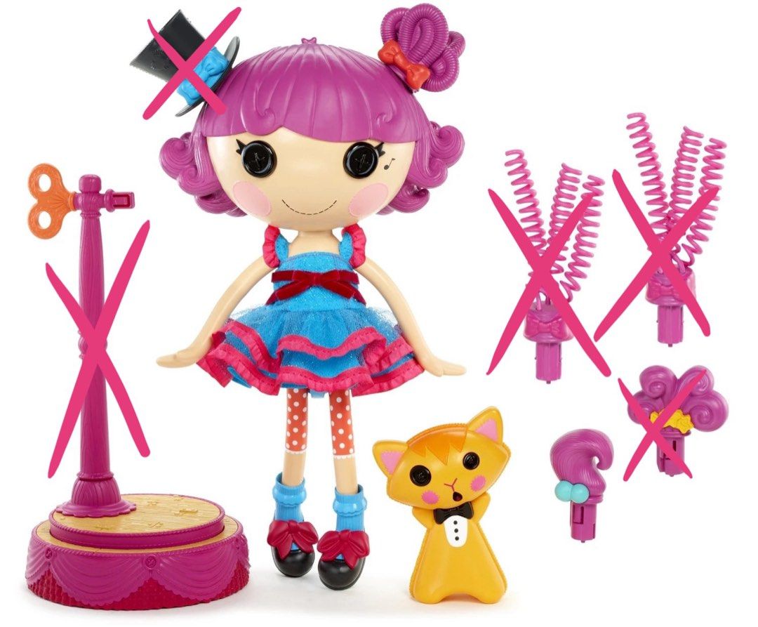 Lalaloopsy | Star Harmony B. Sharp | READ DESCRIPTION (Category: Kids Toys) located in Cauayan City . Submitted by iv0_ry (Listing ID 1412110472, Image 2). Description: •No stand, hat, and 3 other hairs (See in the pictures) •Pet included (it makes a sound when you shake it!) •Needs cleaning + restoration - I dont know what happened to the back of her head🥹 •Open for reservations! •no last price☹️ •No returns/refunds (This doll includes batterie