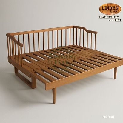 Linden Teak Sofa Daybed (Category: Sofas) located in Caloocan City. Submitted by elardodani26470 (Listing ID 1411994080, Image 3). Description: ITEM: Handcrafted Solid Teak Wood Modern Sofa Bed Frame SERIES: Gold Teak (Indoor Series) MAIN MATERIAL: Teak Wood (Tectona Grandis) FINISHING: N. Cellulose APPROXIMATE DIMENSIONS: (size may slightly vary due to its handcrafted nature) Bed Frame Form: 195 x 150 x 80 cm Sofa Frame Forme: 195 x 100 x 80 cm 