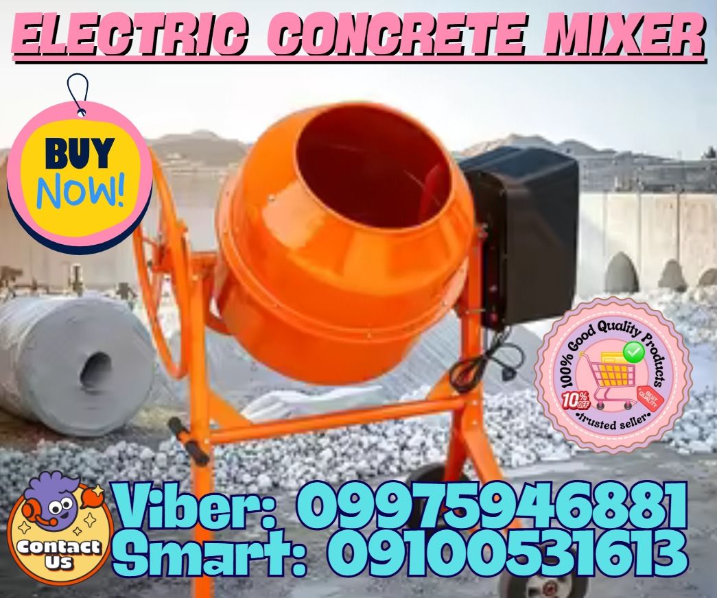Multi Purpose Concrete Mixer Cement Mixer Electric Mixer (Category: Construction Tools & Equipment) located in Caloocan City. Submitted by happyphoenix-43f2 (Listing ID 1412064595, Image 1). Description: 🌏 We Can Deliver Nationwide 👉 AP Cargo, LBC, Lalamove & etc. ✅ 💯 Guaranteed Seller ✅High Quality Products ✅ 💯 Legit Distributor ✅ Complete Documents ✅ Free Shipping and Handling ✅ 1 Year Warranty 🎀 Electric Concrete Mixer Machine PHP: 33,660