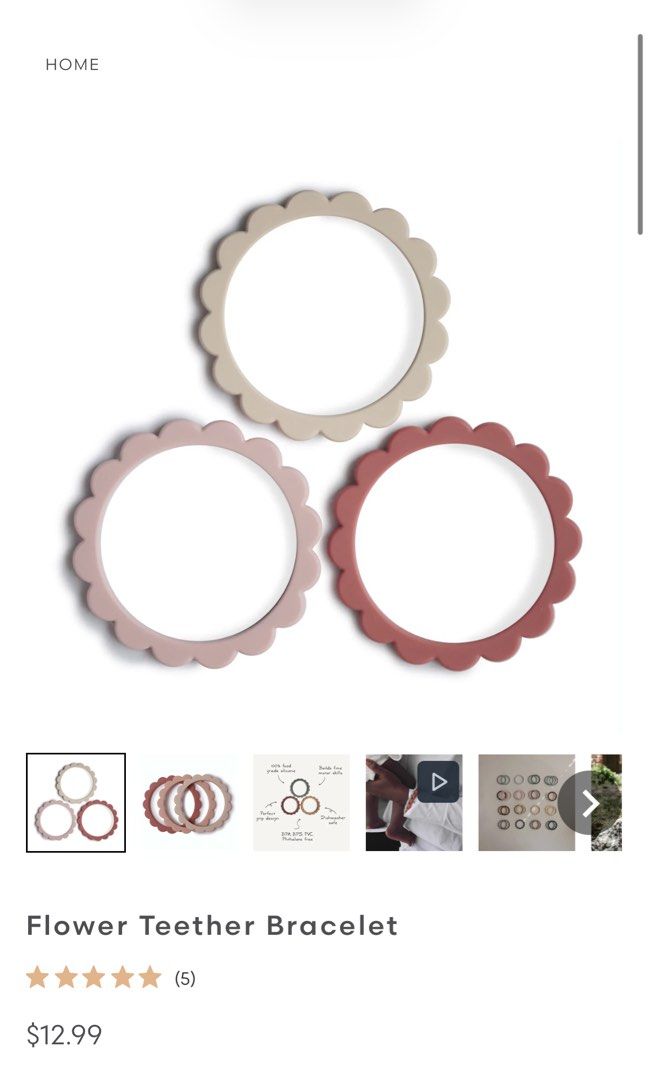 Mushie Flower Teether Bracelet (Category: Soothers & Pacifiers) located in Quezon City. Submitted by rchantong (Listing ID 1411988182, Image 1). Description: Authentic.