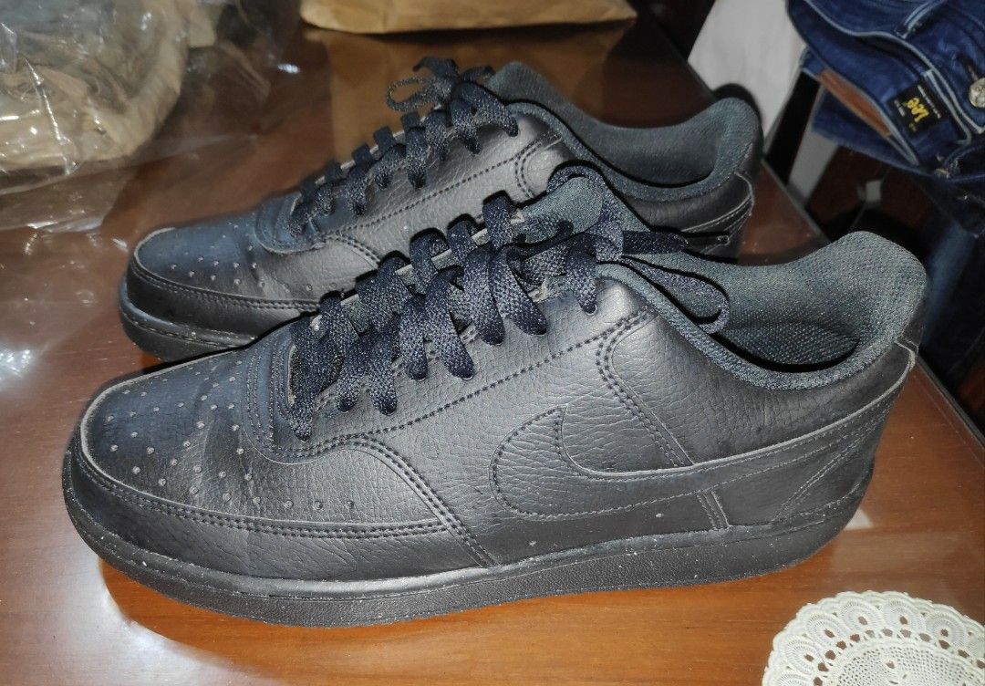 Nike Court Vision Low Black (Category: Sneakers) located in Quezon City. Submitted by j.c.declutter (Listing ID 1411969961, Image 1). Description: - Black Nike Court Vision Low sneakers - Size: UK 7 / EUR 41 / US 8 - Features Nike logo and "NIKE" embossed on heel - Made in Indonesia - Black laces Original Price P2000.