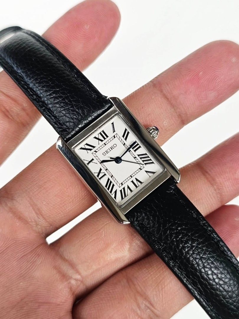 Seiko Tank Mod (Category: Luxury Watches) located in Makati City. Submitted by timeless_watches_ph (Listing ID 1412077762, Image 1). Description: 24mm x 31mm Case (Ladies) 31mm x 41mm (Mens) Seiko VJ22/VJ24 Quartz Movement Black leather strap Stainless Steel Case Note: This is a custom built MOD watch..