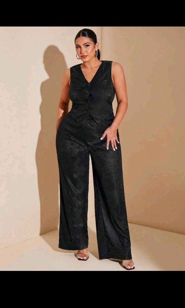 Sparkly sleeveless blazer with matching pants (Category: Jumpsuits) located in Manila. Submitted by masterambrose13 (Listing ID 1412086855, Image 1). Description: Sparkly top and pants worn once, cleaned still has original bag and blazer still has tag.