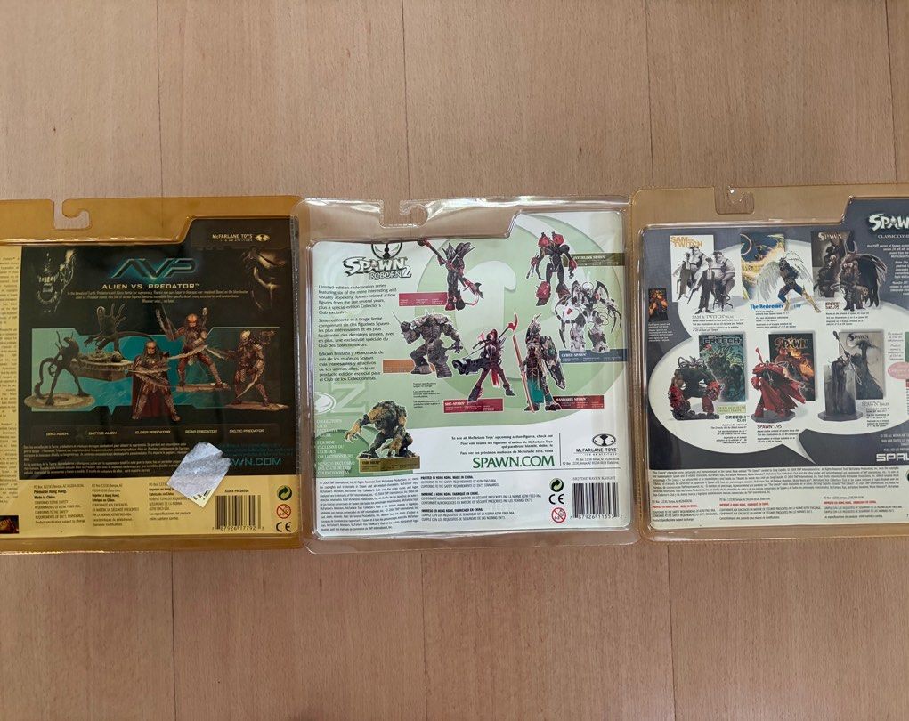 Spawn Mcfarlane (Category: Toy Figures) located in Singapore. Submitted by starmax7 (Listing ID 1412002779, Image 2). Description: - Selling as a set of 3 figures only - Still in original packaging - MISB - COD @ Queenstown MRT.