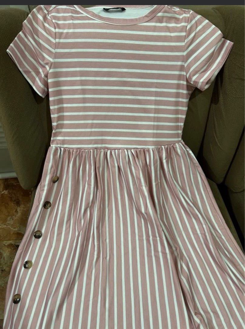Shein Striped Dress with Buttons (Category: Dresses) located in Quezon City. Submitted by thei. (Listing ID 1412061782, Image 1). Description: Shein dress Both xs on tag Can fit small body frame No issue- 9/10.