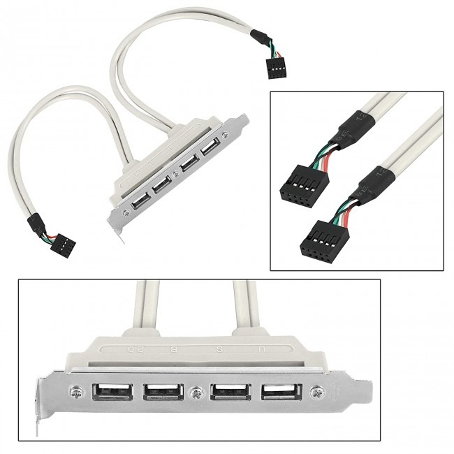 USB 2.0 Rear Panel Cable Header Motherboard To External 4 Port USB ...