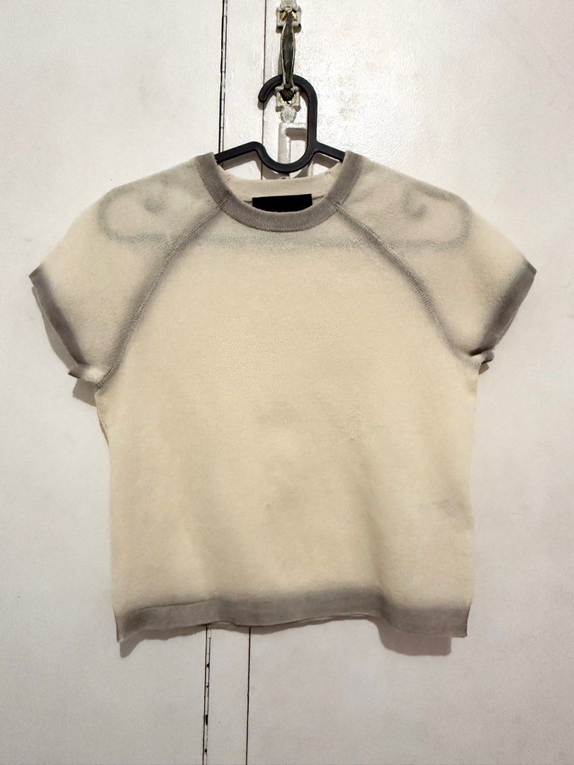 Zara Dip Dye Effect Knit Top - Size S (Category: Shirts) located in Malabon City. Submitted by decluttergyal (Listing ID 1412085808, Image 1). Description: - Worn once only got this for 1995, a similar top is available on the app this one’s just a different color - Cream and gray color blend - Size S but fits XS better - Short sleeves - There are runs on the fabric as seen on the photo..
