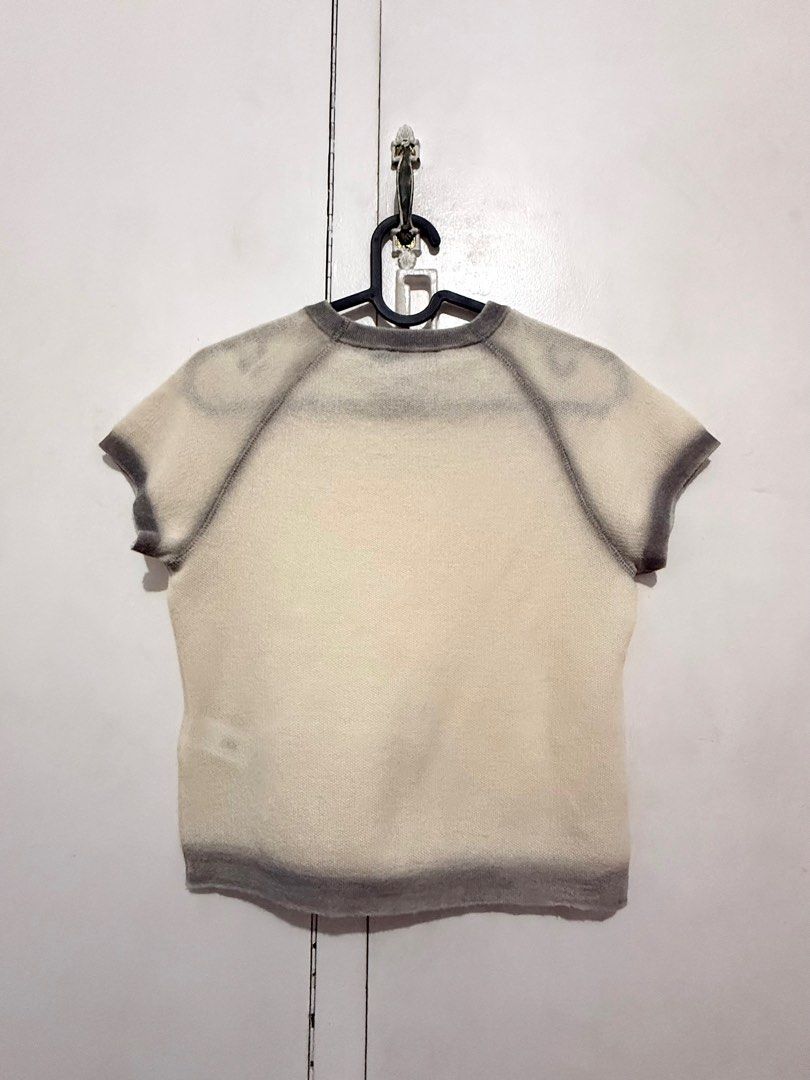 Zara Dip Dye Effect Knit Top - Size S (Category: Shirts) located in Malabon City. Submitted by decluttergyal (Listing ID 1412085808, Image 2). Description: - Worn once only got this for 1995, a similar top is available on the app this one’s just a different color - Cream and gray color blend - Size S but fits XS better - Short sleeves - There are runs on the fabric as seen on the photo..