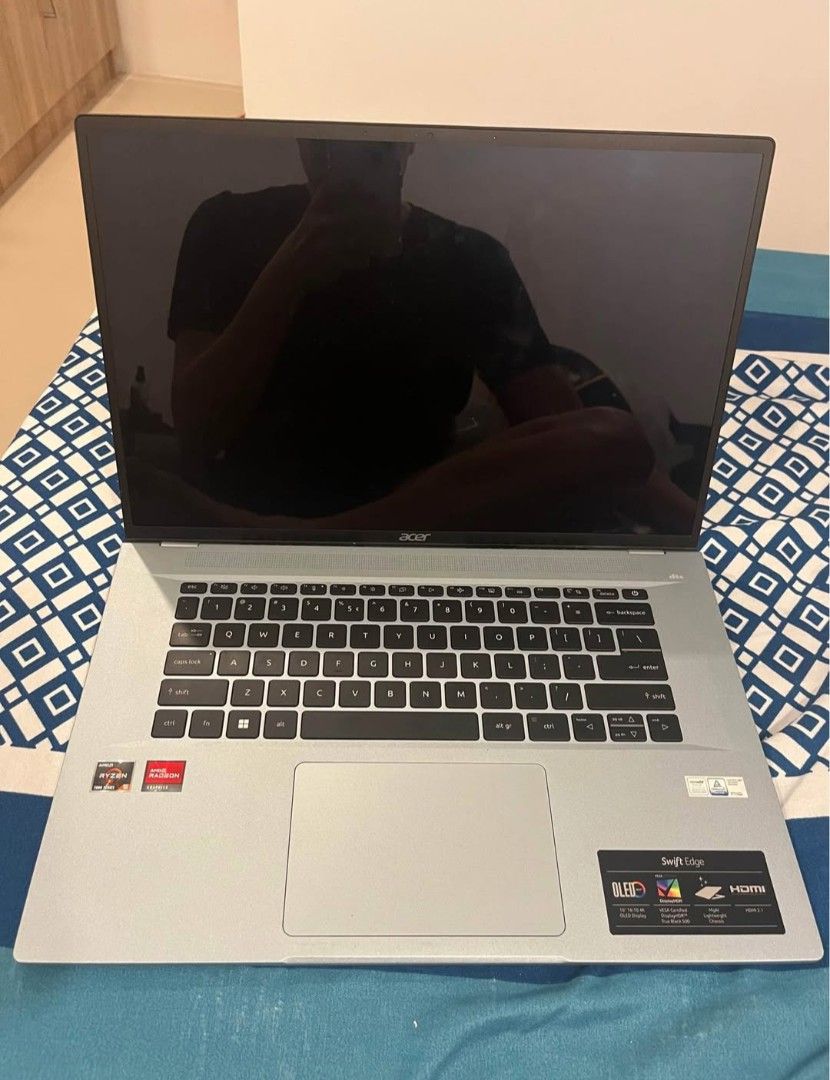 Acer Swift Edge 16 (Category: Laptops & Notebooks) located in Lucena. Submitted by iamnordy (Listing ID 1412236175, Image 1). Description: ACER Swift Edge 16 Display: 16-inch 3.2K OLED screen, Processor: AMD Ryzen 5 7535U Memory/Storage: 16GB of RAM, and a 512GB NVMe SSD. Windows 11 Battery: 54Wh with Charger, Box and Keyboard Protector..