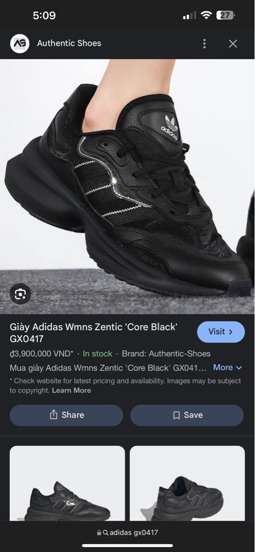 Adidas Wmns Zentic 'Core Black' GX0417 (Category: Sneakers) located in Bacoor. Submitted by preloveditemsxox (Listing ID 1412326853, Image 1). Description: - Adidas Wmns Zentic sneakers - Color: Black - Size: US 6.5, UK 5, FR 38, JP 235, CHN 235 - Adidas logo on tongue and heel - Black laces - Thick sole USED A FEW TIMES ONLY BUT NO BOX ANYMORE AUTHENTIC MONEY BACK GUARANTEED! .