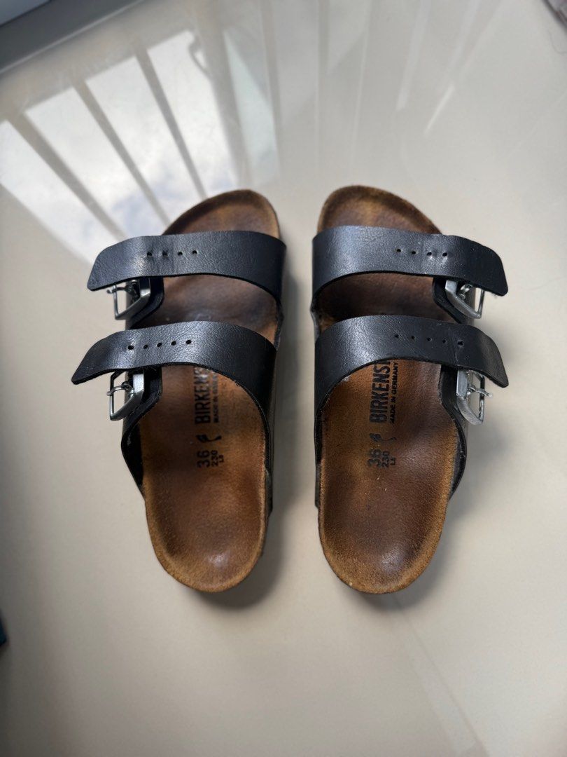 Birkenstock Arizona Licorice (Category: Flats & Sandals) located in Quezon City. Submitted by janej_07 (Listing ID 1412275584, Image 2). Description: Original Size 36 Narrow Fit No box Issue on the last two photos RFS: Decluttering Location: Grass Residences PIOG Shipping fee shouldered by the buyer..