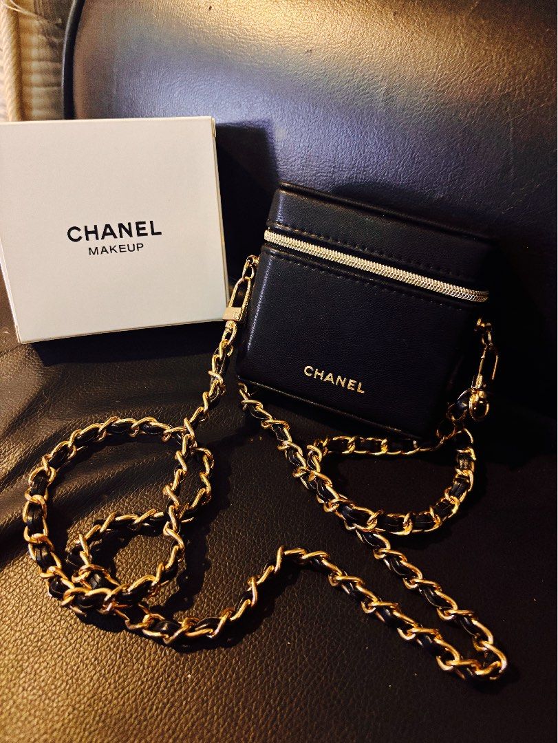 Chanel Makeup Bag with Chain (Category: Luxury Bags & Wallets) located in Cebu City. Submitted by day.98 (Listing ID 1412182024, Image 1). Description: selected from japan surplus genuine leather with etikita no flaws with box.