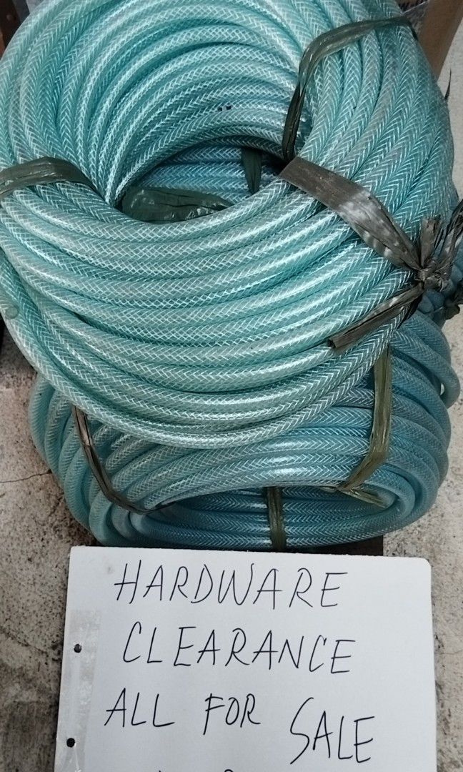 Clearance Sale - Assorted Hoses (Category: Industrial Equipment) located in Iloilo. Submitted by pinspirewitha (Listing ID 1412144465, Image 3). Description: Selling off remaining stocks from closed store. 👉Royal Transparent Plastic Hose 👉Aquaflex Nylon Thread Reinforced 2-ply Garden Hose 👉Imperial Extra Thick HD Plastic Hose 👉Blue Max Transparent Reinforced Chemical Hose 👉Osaka/Nan Yang/Tokina LPG Hose Proudly Philippine made..