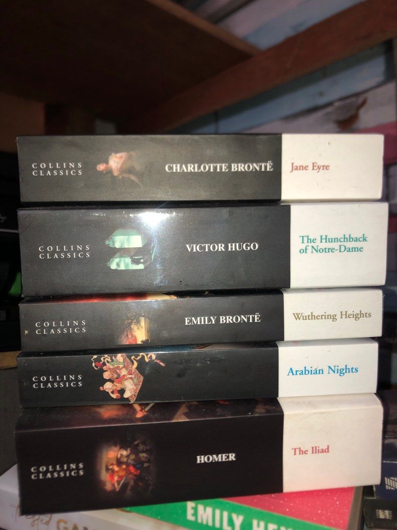 Collins Classics Books Set (Category: Storybooks) located in Baroy. Submitted by suzannejean (Listing ID 1412169796, Image 2). Description: ₱140 each books - Set of Collins Classics books - Includes: Jane Eyre, The Hunchback of Notre-Dame, Wuthering Heights, Arabian Nights, and The Iliad - Ideal for book lovers and collectors - Great gift option .