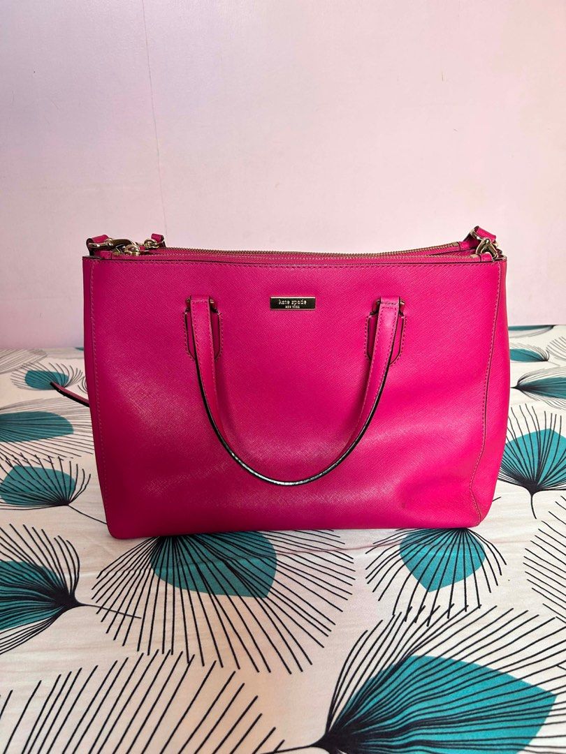 Kate Spade Pyper Two Way Work bag (Category: Luxury Bags & Wallets) located in San Fernando. Submitted by ilovemelochan (Listing ID 1412227960, Image 1). Description: Kate Spade Pyper Bag Guaranteed Authentic💯 Good as New ✨ Excellent Condition. No issue. •safiano leather • top handles and detachable long strap •Stunning pink color💗 • Includes Tag and care card •Spacious and organized interior •Great for work bag • fits 13 inches laptop .