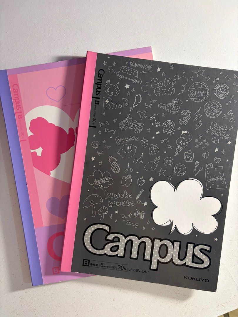 Kokuyo Campus Notebook B5 (Category: Stationery & School Supplies) located in Santa Maria. Submitted by lumxtwn. (Listing ID 1412265995, Image 2). Description: Kokuyo Campus Notebook B5 | Mickey Mouse “I Love You” 🎀 & Black with doodles 🖤 🏷️ ₱ 150 for 2 📓B5 Notebook ❀ 🇯🇵 ᝰ. small dent on the back cover 🎀 ᝰ. slight white mark on the front cover but not noticeable (shown in the picture) 🎀 ᝰ. 28/30 pages 🎀 ᝰ. complete pages 🖤 ᝰ. slight whi