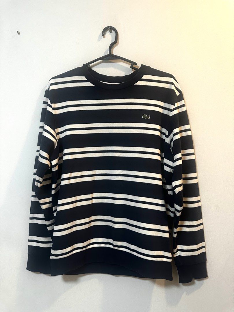 Lacoste Pullovers Sweaters (Category: Coats, Jackets and Outerwear) located in Marikina City. Submitted by worldwide.handsome (Listing ID 1412199964, Image 1). Description: All in Good Condition Preloved 9/10 •Lacoste Quilted Crewneck Sweatshirt ( Grey) FR 4 US Medium •Lacoste Mens Striped Crewneck Sweatshirt (Blue and White stripes) FR 4 US Medium •Vintage Lacoste Knitted Sweater (Orange) FR 5 US L 4,000 each negotiable, take all 9,500.