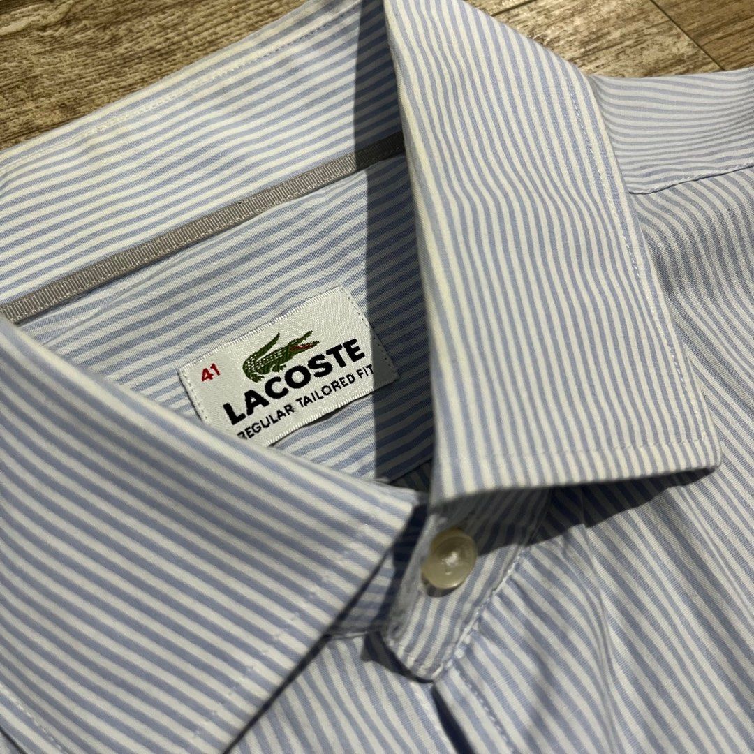 Lacoste Regular Tailored Fit Striped Shirt (Category: Tshirts & Polo Shirts ) located in Santa Rosa. Submitted by renatoandre__ (Listing ID 1412236447, Image 2). Description: Lacoste regular tailored fit shirt L:30 W:21 still comes with the extra buttons in the wash tag.