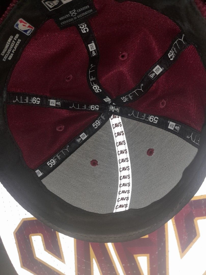 New Era Cleveland Cavaliers 59FIFTY Cap (Category: Caps & Hats) located in Antipolo. Submitted by natnicmarf (Listing ID 1412247646, Image 2). Description: - New Era Cleveland Cavaliers 59FIFTY cap - Features the Cavaliers logo on the front - Includes the NBA logo on the side - Maroon color - Mesh-like texture - Size: 7 3/8 (58.7cm) meetup cod lrt2 mrt.