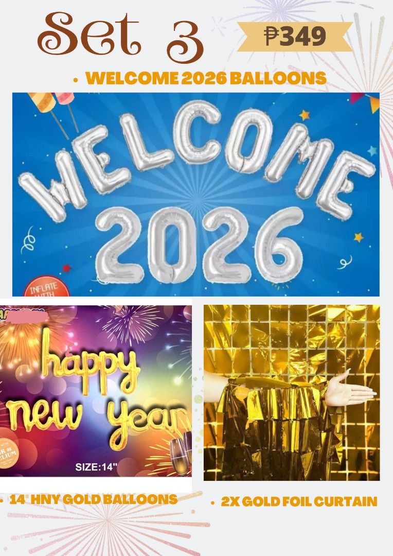 NEW YEAR BALLOON SETS PARTY DECORATION (Category: Occasions & Party Supplies) located in Paranaque City. Submitted by iloveem (Listing ID 1412319446, Image 1). Description: Prices in photo!.