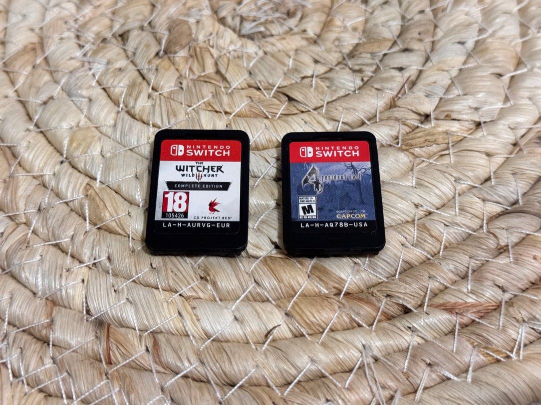 Nintendo switch games (Category: Nintendo) located in Pasig City. Submitted by cattleyass (Listing ID 1412292555, Image 3). Description: ₱2,000 witcher 3 complete edition ₱1,000 resident evil (no download code for 5&6).