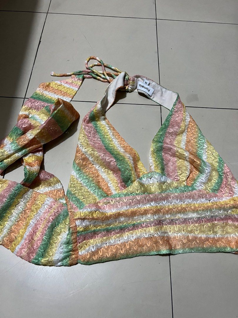 Pomelo Colorful Halter Cropped Tie Top (Category: Sleeveless) located in Manila. Submitted by justlooking4clothes (Listing ID 1412322136, Image 1). Description: RFS not my style.
