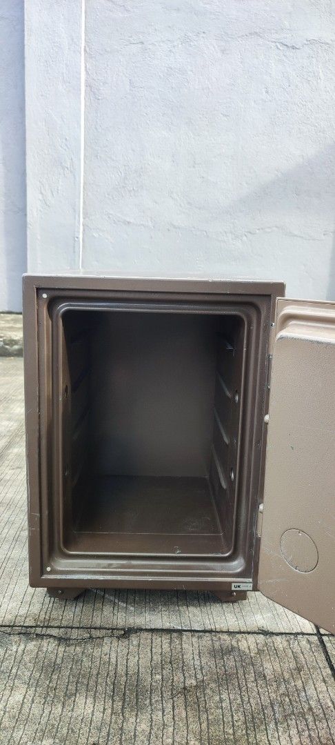 Safety Vault Fire Resistant fire proof (Category: Safe) located in Valenzuela. Submitted by jmalano (Listing ID 1412316558, Image 2). Description: - heavy duty Fire Resistant safety vault - Combination lock with key - with heavy duty metal caster wheel - Brown color - Made of metal and fire proof materials - Shows dent and scratches . - Perfect for storing valuables - for business, office and household used. pick up location Valenzuela City..