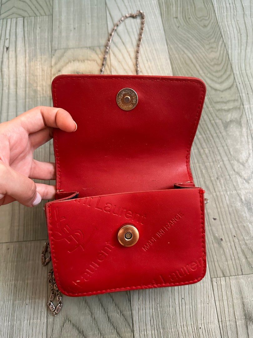 Saint Laurent Mini Red Crossbody Bag (Category: Luxury Bags & Wallets) located in San Fernando. Submitted by sandyayvii (Listing ID 1412177979, Image 3). Description: ysl mini crossbody bag needs cleaning only.