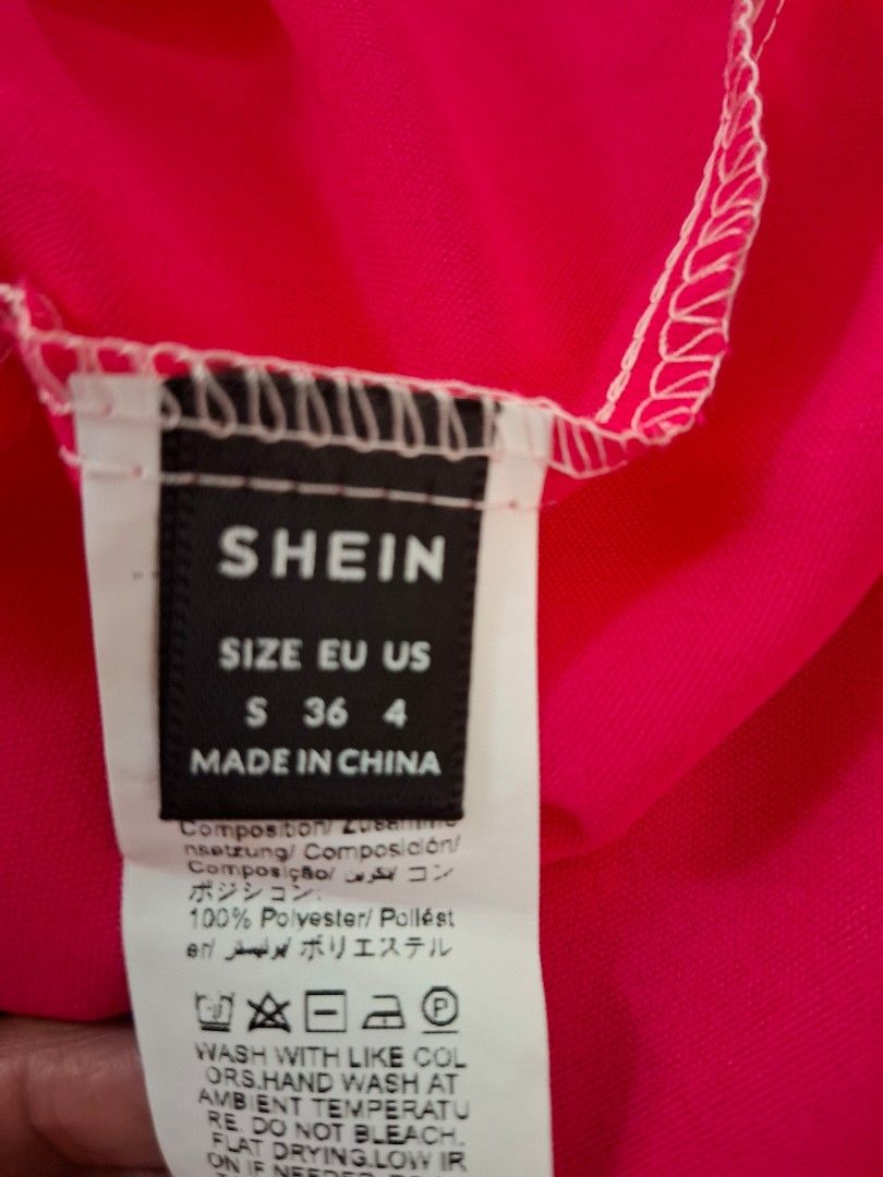 SHEIN Pink Tiered Dress (Category: Babies & Kids Fashion) located in Cavite. Submitted by l.m.m. (Listing ID 1412159403, Image 2). Description: - Pink tiered dress - Ruffle sleeves - Round neckline - Size S - Waist: approximately 17 inches - Polyester - used once.