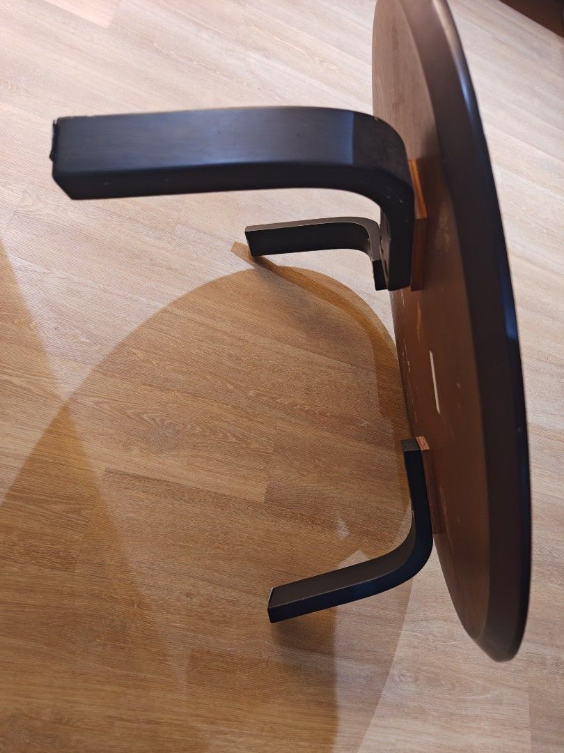 Solid Black Round Coffee Table (Category: Tables & Sets) located in Singapore. Submitted by terrk199 (Listing ID 1412144176, Image 2). Description: - Solid Wood - Stylish round coffee table - Black finish - Unique leg design - Approximately 90cm in diameter - Perfect for living rooms and lounges Optional Delivery at Additional Charges (Payment will need to be in advance) .