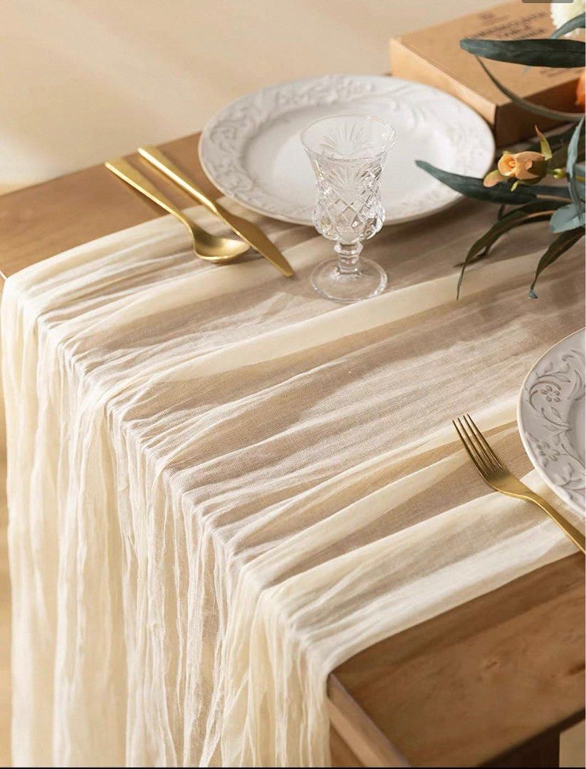 Table Runner (Category: Cushions & Throws) located in Singapore. Submitted by whatever.wtv (Listing ID 1412200669, Image 1). Description: 90cm x 180cm Beige / cream colour 2 sets $8 each / $14 for both.