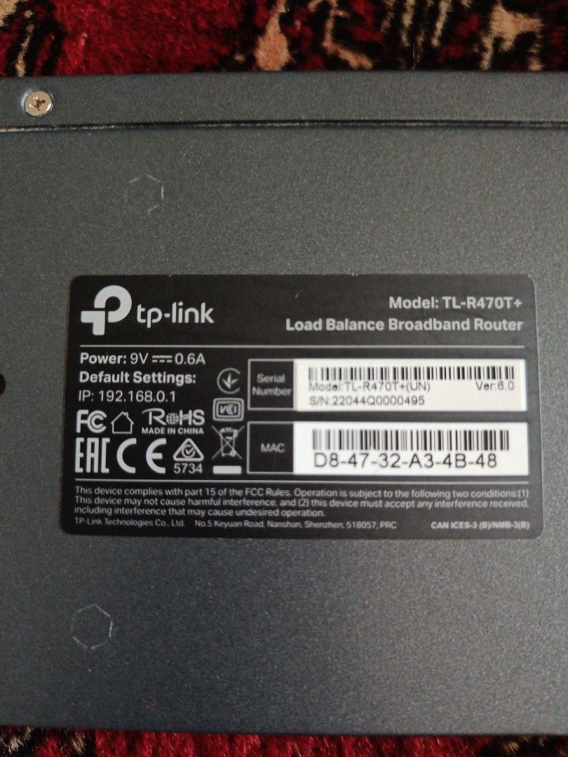 TP-Link Load Balance Broadband Router TL-R470T+, Computers & Tech ...