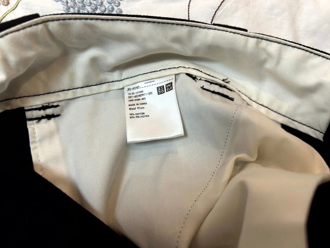 Uniqlo Black Pants (Category: Other Bottoms) located in Quezon City. Submitted by outoftheboxph (Listing ID 1412306416, Image 3). Description: - Uniqlo black pants Features: - Zipper closure - Straight leg cut - Material: 70% polyester, 30% cotton - Size: waist 91 cm - Length: 41" Condition: never used. no tags.