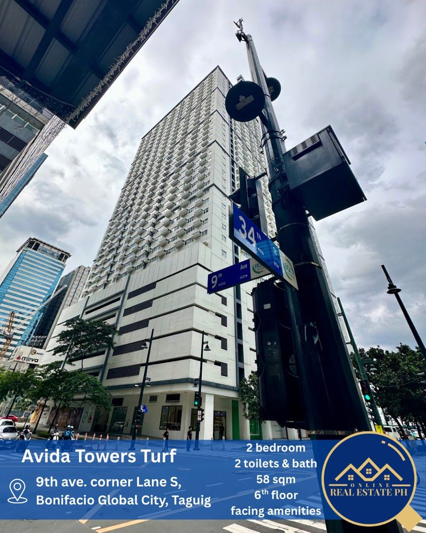 2 bedroom Avida BGC (Category: Apartments & Condos) located in Makati City. Submitted by onlinerealestateph (Listing ID 1412434556, Image 1). Description: For sale: Avida Turf 9th ave. corner 34th st. BGC Taguig Details: 2 bedroom 2 toilet & bayh 58 sqm 6th floor Facing amenities Clean Title Selling price = Php 13,000,000 Note: Seller shoulders Capital Gains Tax Brokers fee Buyer shoulders Transfer tax Doc stamp tax Registration charges Notarial 