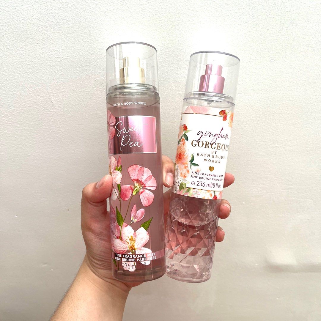 Bath & Body Works Sweet Pea & Gingham Gorgeous (Category: Fragrance & Deodorants) located in Cabanatuan. Submitted by theforeigncargo (Listing ID 1412393795, Image 1). Description: Sweat Pea is New Gingham Gorgeous is preloved its free! Marks on the bottles is tape for safety J&T ship 75 pesos No lalamove .