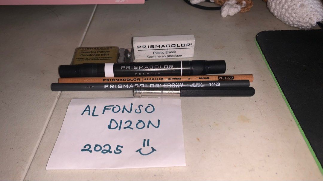 COMPLETE 7 PCS Prismacolor Premier Colored Pencil Accessory Set Kit (Category: Craft Supplies & Tools) located in Bacoor. Submitted by alfmdzn (Listing ID 1412352776, Image 1). Description: ‼️ WHAT YOU SEE IS WHAT YOU GET ‼️ Includes the following: - Ebony Graphite Pencil - Colourless Blender Pencil - Colourless Blender Dual-tip Chisel Marker (PM-121) - Metal Pencil Sharpener - Pencil Lengthener - Design 2000 Plastic Eraser - Kneaded Rubber Erase