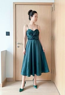 slim fit dress slacks Love Bonito Seafoam Green Plunging Neckline Flare Dress main image 0