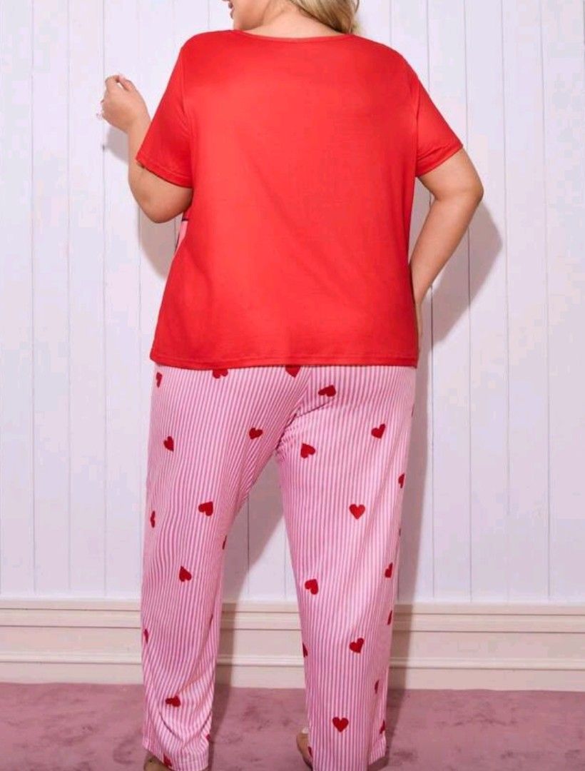 Plus Size Heart Print Pajama Set 4xl (Category: Undergarments & Loungewear) located in Quezon City. Submitted by iceshop80 (Listing ID 1412505009, Image 2). Description: Product Measurement Pants - Waist Size: 40.2-54.3 in, Hip Size: 55.9 in, Length: 40.2 in, Inseam: 27.6 in, Thigh: 35.2 in Tops - Shoulder: 18.1 in, Bust: 55.1 in, Length: 28.1 in rfs: too big I added garter but its still too big for me never been used just added garter.