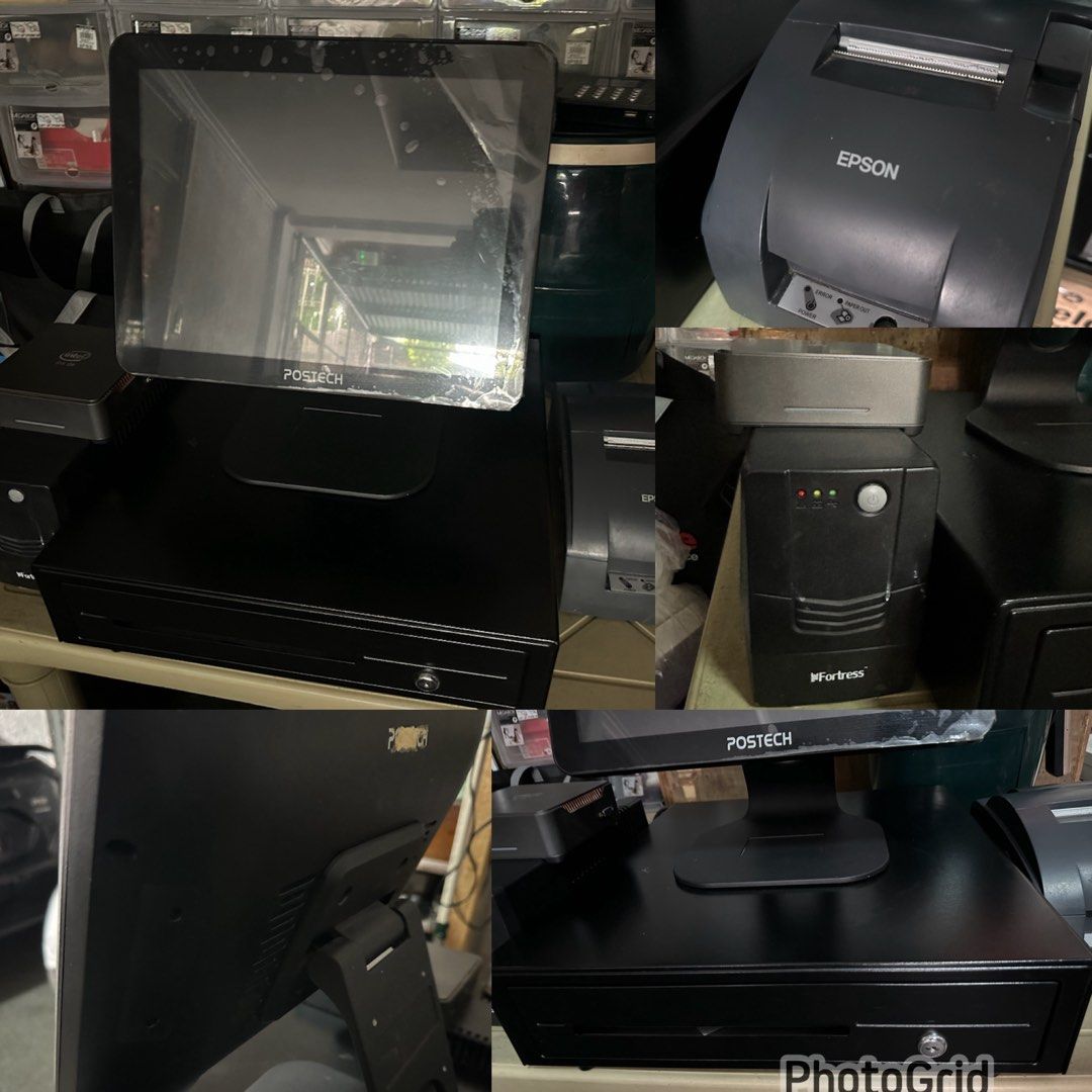 POS Cash Register with Epson Printer (Category: Office & Business Technology) located in Quezon City. Submitted by mintloveph (Listing ID 1412465733, Image 1). Description: Comes complete - POS, POSTECH Touchscreen Monitor, EPSON Printer, Cash Drawer Used for 2 years but still in good working condition Need to reset the POS software based on your business COMES WITH FREE BIOMETRICS bought for 4K Ready na po sa mga mag sstart ng business. Selling 