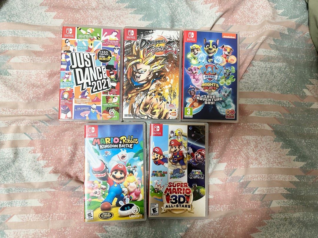 (✅pricelist) Nintendo Switch Games (Category: Nintendo) located in Pasig City. Submitted by mcetadc (Listing ID 1412509777, Image 1). Description: Used not abused Just Dance 2021- SOLD❌ Dragon Ball FighterZ- ₱850 Paw Patrol: Mighty Pups- ₱700 Mario + Rabbids Kingdom Battle- ₱800 Super Mario 3D All-Stars- SOLD❌ SF shouldered by buyer No returns or refunds 📍kapitolyo, pasig city Meet-up at Estancia Mall only +50 transpo fee .