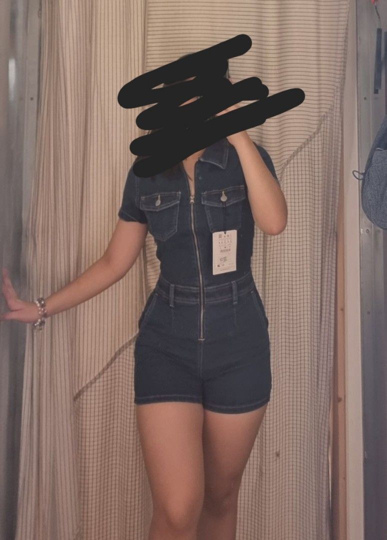 Pull & Bear Romper (Category: Rompers) located in Quezon City. Submitted by declutterhouse (Listing ID 1412346072, Image 1). Description: - Zara denim romper - Zip-up front - Short sleeves - Flattering fit - Belt loop detail at waist - Dark wash denim - Includes tag - Perfect for a casual, stylish look - super sexy, just not my style anymore - would rather keep than lowball - bought for 2k++ worn 2x-3x no flaws.