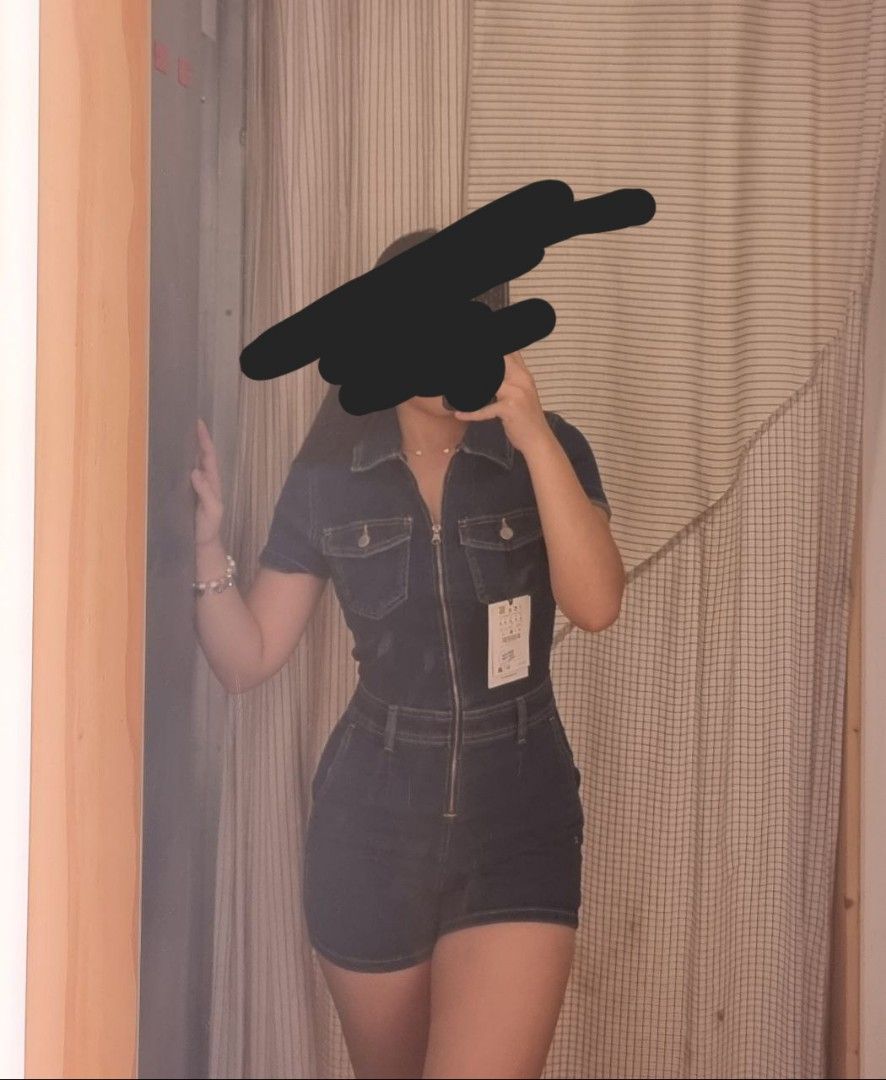 Pull & Bear Romper (Category: Rompers) located in Quezon City. Submitted by declutterhouse (Listing ID 1412346072, Image 3). Description: - Zara denim romper - Zip-up front - Short sleeves - Flattering fit - Belt loop detail at waist - Dark wash denim - Includes tag - Perfect for a casual, stylish look - super sexy, just not my style anymore - would rather keep than lowball - bought for 2k++ worn 2x-3x no flaws.